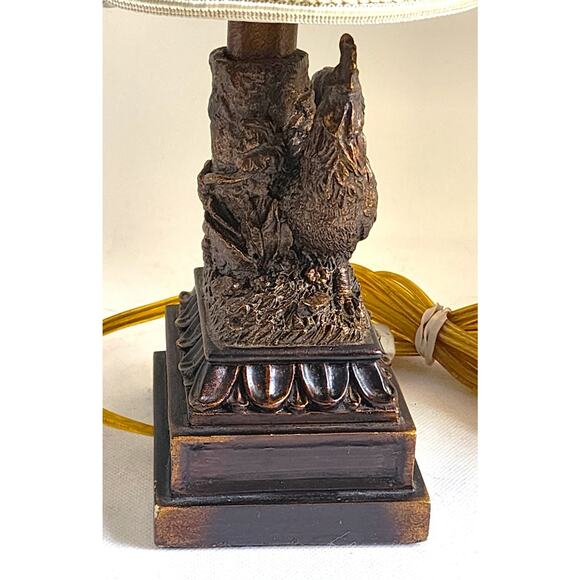 LAMP/TABLE-Rooster-Resin, Brown Rubbed Gold Finish, Toggle Switch, With Shade - Picture 3 of 16